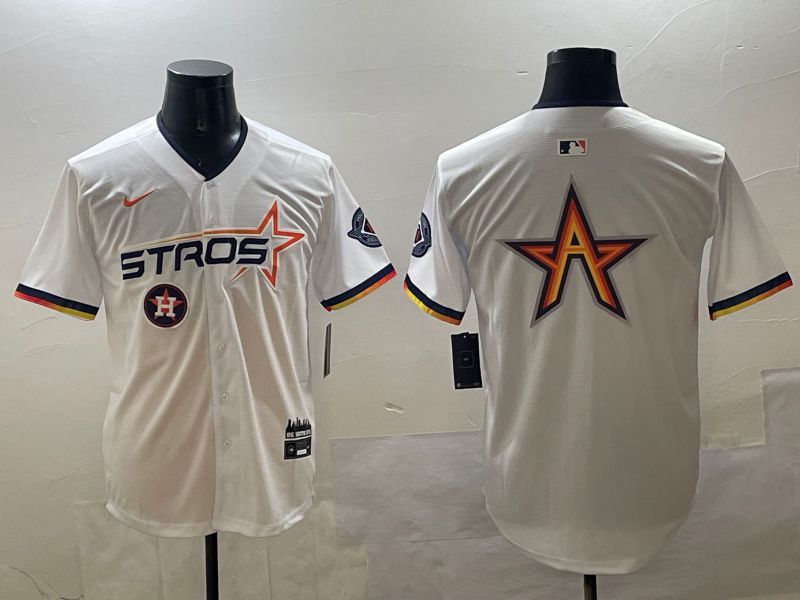Men Houston Astros Blank White Three generations Joint Name 2025 Nike MLB Jersey style 8